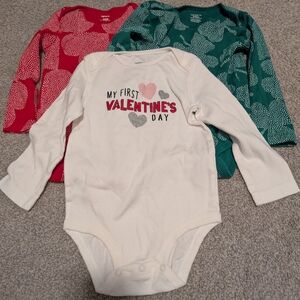 3 For $18 Carter's Valentine's Day Bodysuit Set - White, Red, Teal